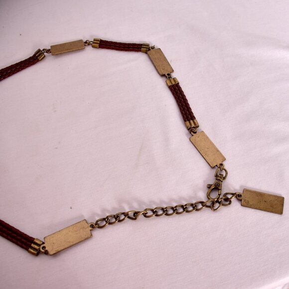 Leather & Metal Chain Link Women's Belt - Picture 2 of 3